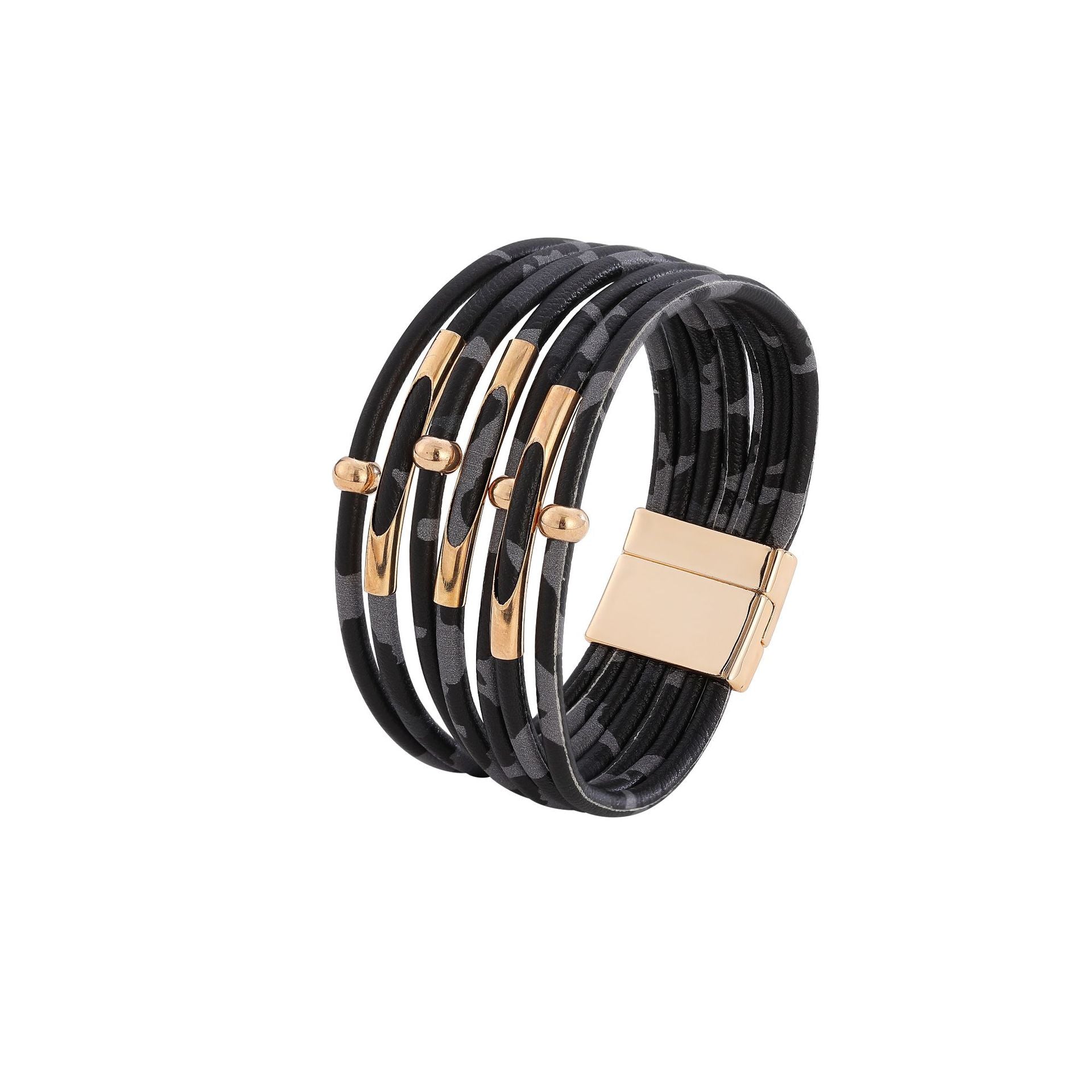 Wholesale Leopard Magnetic Buckle Leather Bracelet